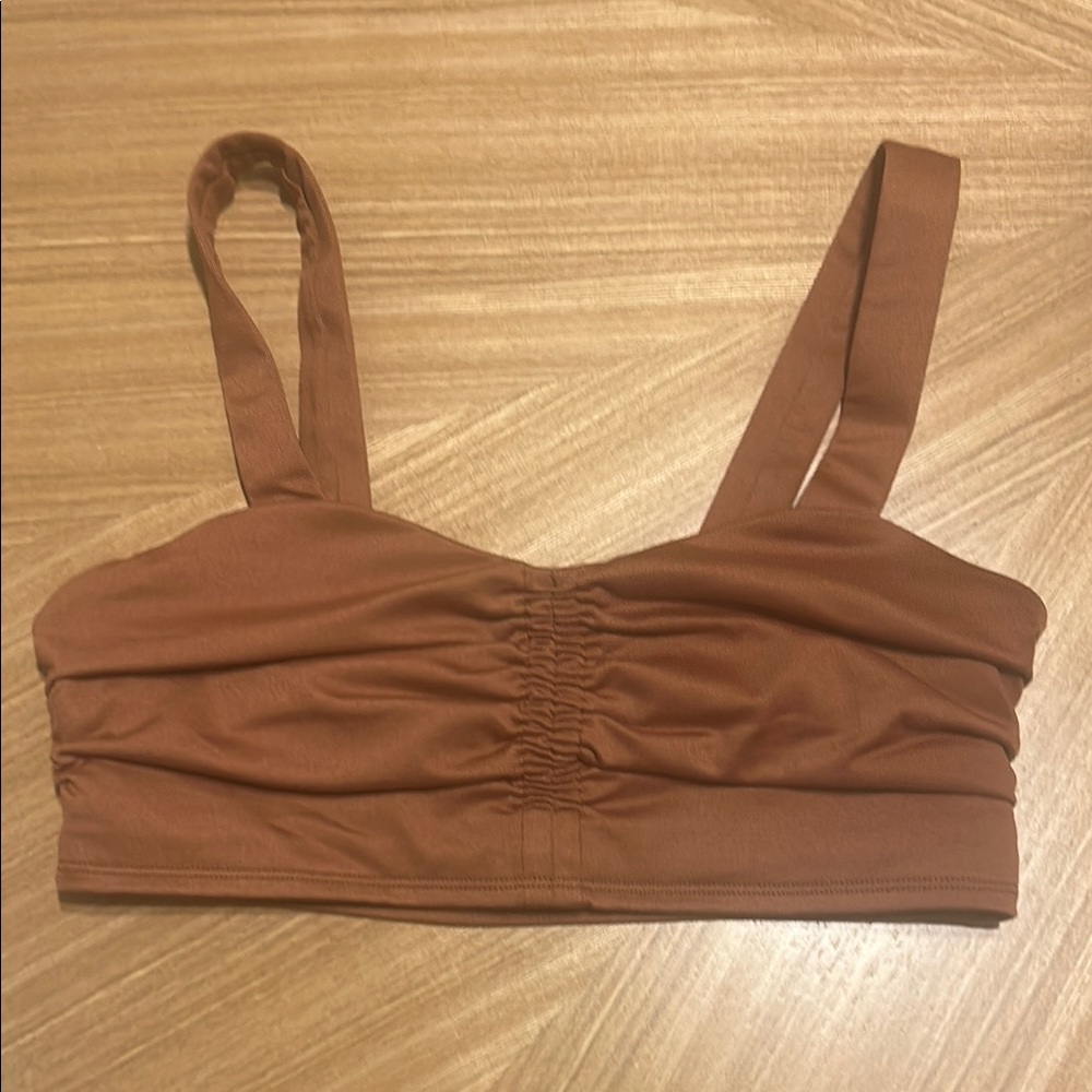 ALO Yoga Chestnut Ruched Crop Bralette